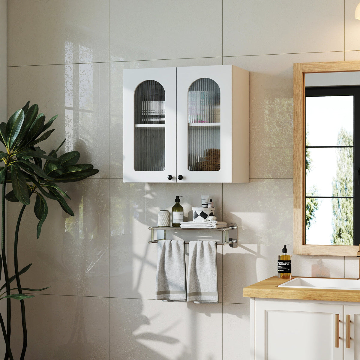 Wall Cabinet with Arched Glass Door and Adjustable Shelves, photo 2 of 10