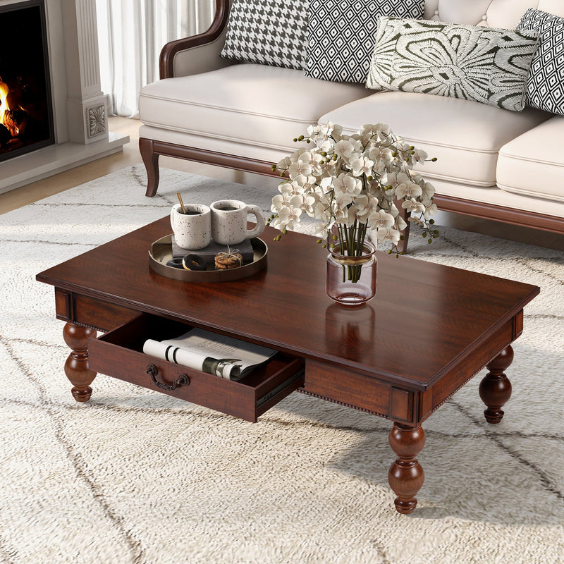 Rectangular Wooden Coffee Table with Storage Drawer, photo 2 of 10