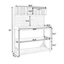 65" Large Wooden Farmhouse Rustic Outdoor Potting Bench Table, Patio Workstation, Garden Potting Bench with 4 Storage Shelves and Side Hook,Green