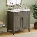Vintage Bathroom Vanity With Sink, Rustic Cabinet With Soft Close Doors by HouseOfZazla