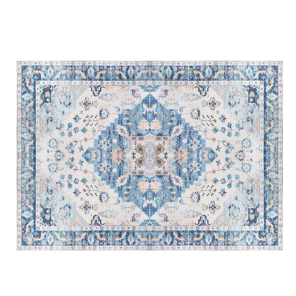 8x10FT VintageÊArea Rug Modern Non Slip Carpet Boho Low Pile Soft Rug Waterproof Machine Washable Rug for Living Room BedroomÊKitchen Dining Room Unde