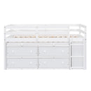 Loft Bed With Retractable Writing Desk And 4 Drawers, With Lateral Portable Desk And Shelves by HouseOfZazla
