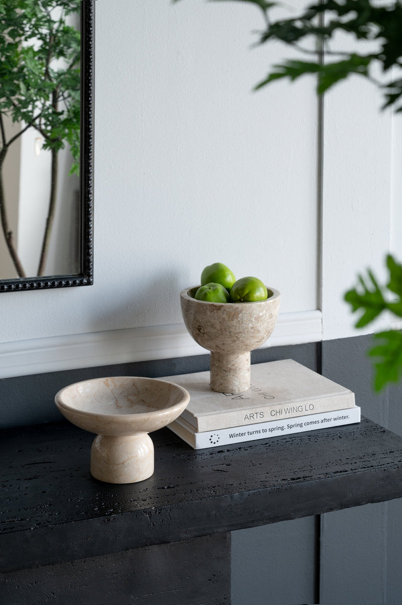 7x7x4" Round Marble Pedestal Fruit Bowl, photo 10 of 10