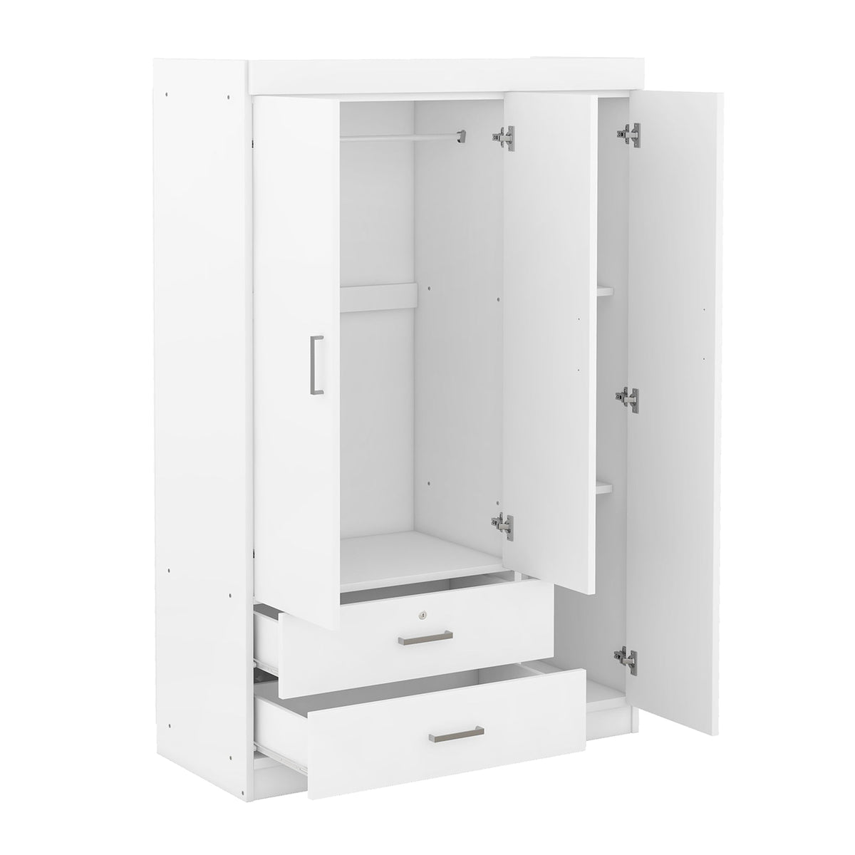 3-Door Mirror Wardrobe with Shelves, White, photo 5 of 10