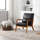 Modern Accent Chair, Solid Wood Padding Lounge Armchairs With One pillow for Living Room, Bedroom, Guest Room (Black PU)