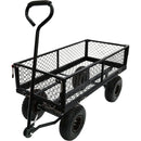 3 cu. ft. 300 lbs. Capacity Removable Sides Metal Steel Mesh Heavy Duty Utility Wagon Outdoor Garden Cart in Black
