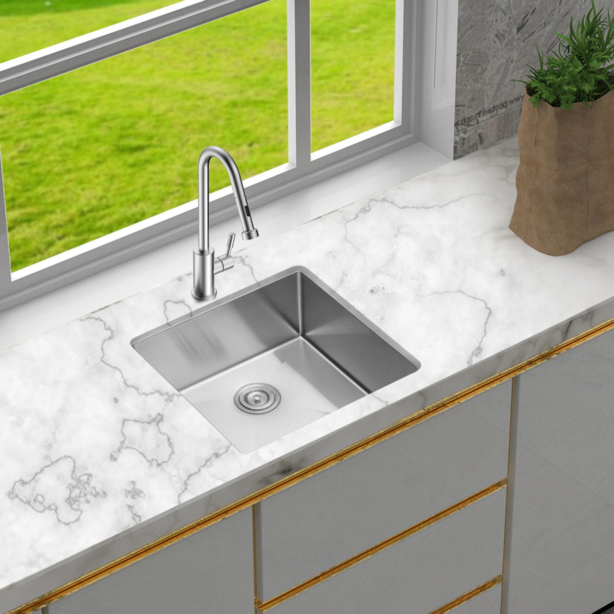 Undermount Stainless Steel Kitchen Sink, Deep Single Bowl Basin, photo 28 of 29