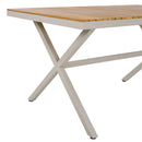 Outdoor 7-Piece Dining Set - Rectangular Teak Wood Table + 6 Wicker Chairs with Cushions by HouseOfZazla