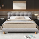 Full Size Upholstered Platform Bed Frame with Cookie-Shaped Headboard