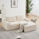 Minimalist Corduroy Sofa Bed with Two Throw Pillows