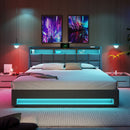 Platform Bed With Hydraulic Storage, LED Lighting & Charging Station by HouseOfZazla