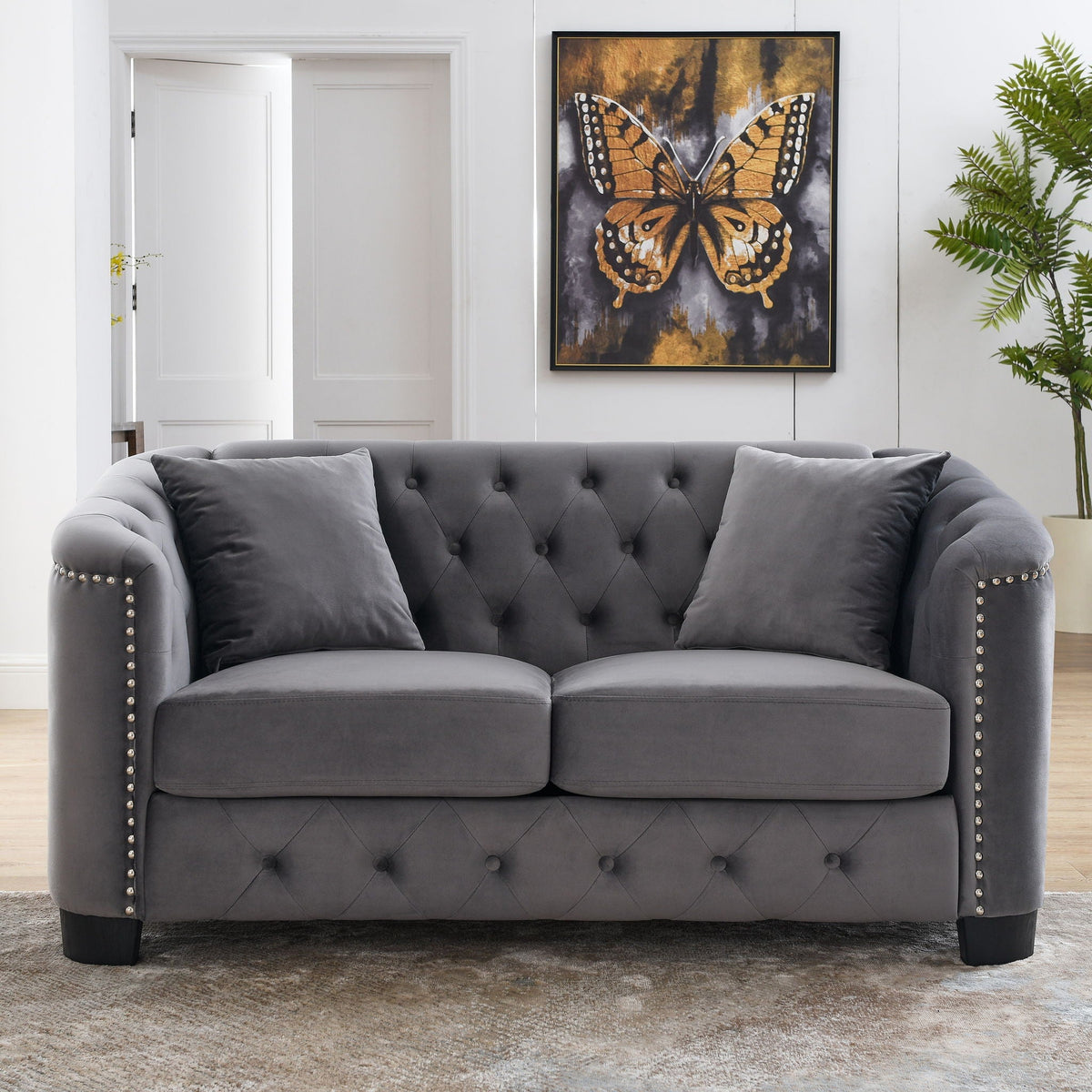 Modern Chesterfield Sofa With Tufted Backrest For Living Room, photo 33 of 36