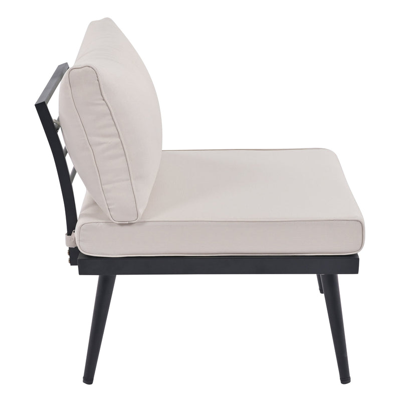 6-Piece Outdoor Sectional Sofa Set with Round Nesting Coffee Tables and Seating Sofa with Cushions for Patio, Porch and Garden (Beige)