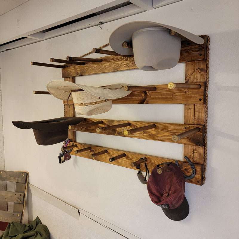 9 Cowboy Hat Rack | Cowboy Hat Holder | Rustic Western Hat Display | Handcrafted Wooden Organizer | Space-Saving Home Decor | Made in USA