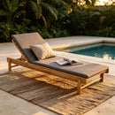 Light Teak Acacia Wood Chaise Lounge Set