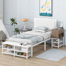 Platform Bed With 2 Tier Storage Shelves, Storage Cabinet by HouseOfZazla