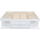 Storage Platform Bed Frame with Multiple Drawers and Shelves No Box Spring Needed, Queen Size,White