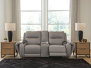 Real Moments - Power Reclining Loveseat With Audio Seating - Ash