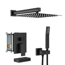 Square Shower System With Waterfall Tub Spout And Rough In Valve, Wall Mounted