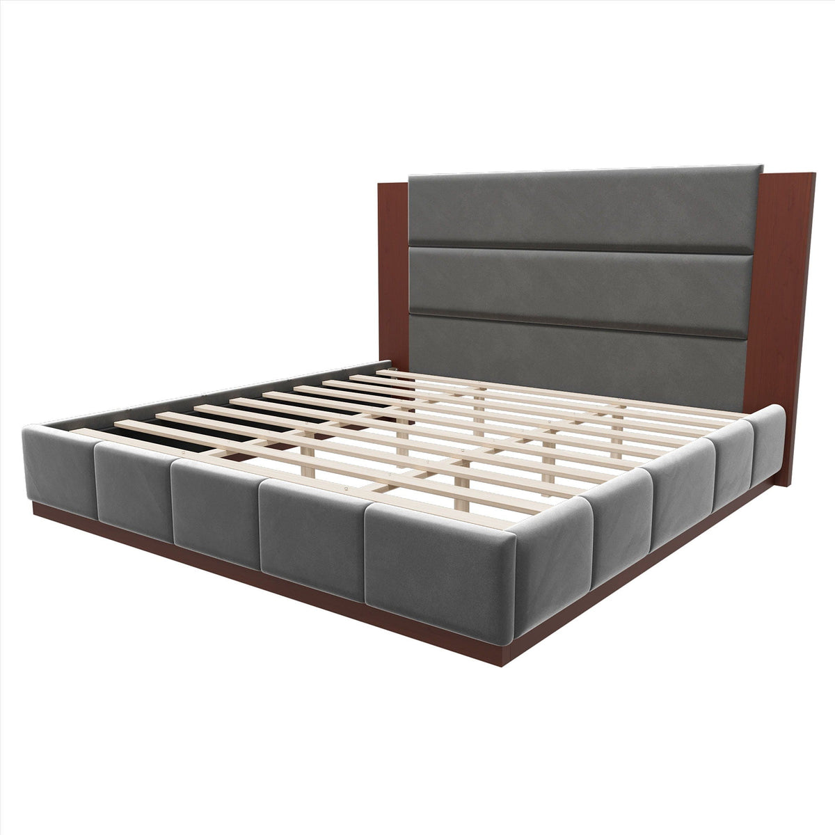 Modern Upholstered Platform Bed With Extended Headboard, photo 3 of 23