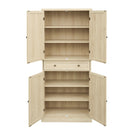 4 Door Storage Cabinet With 1 Drawer And 4 Adjustable Inner Shelves - Natural by HouseOfZazla