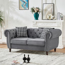 Chesterfield Upholstery Fabric Loveseat With Roll Armrest And Nailhead by HouseOfZazla