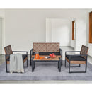 4 Piece Patio Furniture Set With Acacia Wood Table Top And Cushions by HouseOfZazla