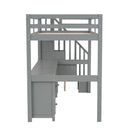 Loft Bed Frame With Built In Desk And Double Storage Drawers