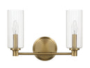 Regal - Double Light Vanity With Clear Ribbed Satin - Antique Brass / Clear by HouseOfZazla