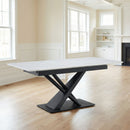 Dining Table With Geometric X Frame For Kitchen Or Dining Room - White Marble by HouseOfZazla