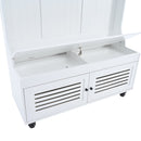 5-in-1 Entryway Bench with Shutter-shaped doors, Coat Rack, Cushion and 4 Sturdy Hooks, 47.2" Wide Hall Tree with Storage Bench for Hallway, Entryway, Living Room