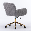 Office Chair, Artificial Rabbit Hair Home Office Chair With Metal Base, Adjustable Desk Chair Swivel Office Chair, Vanity Chair by HouseOfZazla