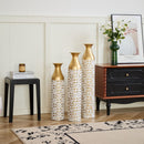 Mother's Day Gift Set Gilded White 3D Relief Flower Metal Vase Set - White / Gold by HouseOfZazla