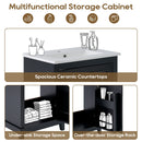 Modern Small Bathroom Vanity Cabinet With Ceramic Basin, Ample Storage, 1 Soft Close Door by HouseOfZazla