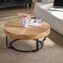 Modern Round Coffee Table With Wooden Carving Pattern by Unique Piece Furniture