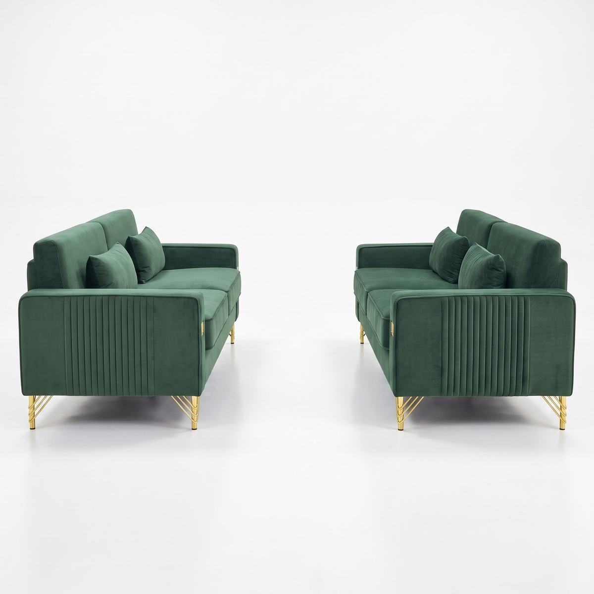 Emerald Green Velvet 2-Piece Sofa Set, photo 5 of 10