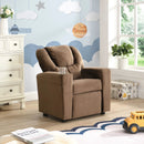 Kids Recliner Chair, Kids Upholstered Couch With Two Cup Holder, Footrest, Backrest, Toddlers Recliner With Headrest And Footrest - Black by Unique Piece Furniture
