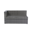 5 Pieces PE Rattan sectional Outdoor Furniture Cushioned U Sofa set with 2 Pillow Grey wicker + Black Cushion