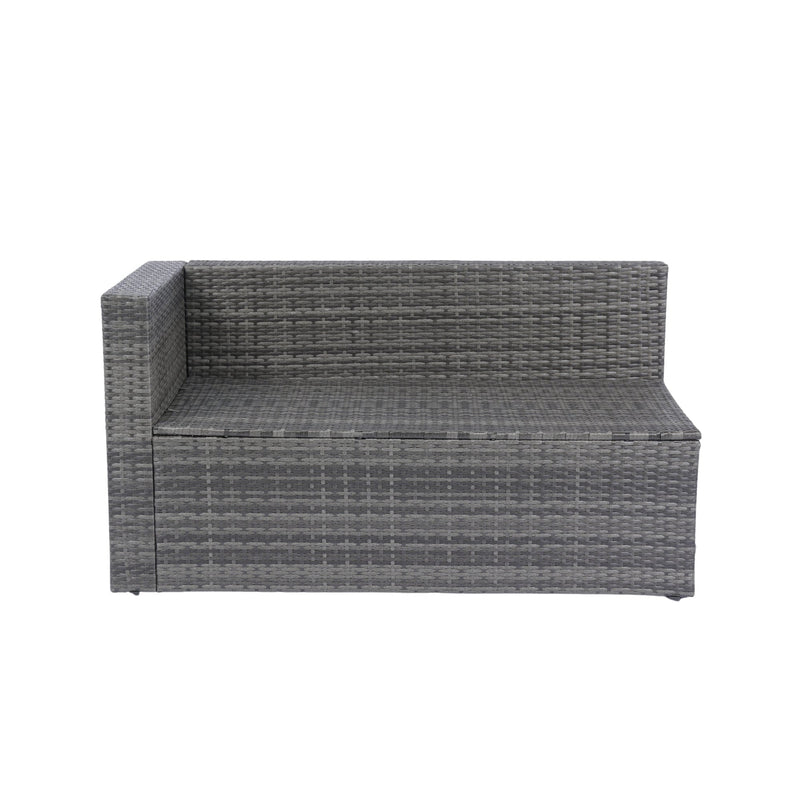 5 Pieces PE Rattan sectional Outdoor Furniture Cushioned U Sofa set with 2 Pillow Grey wicker + Black Cushion