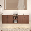 Soft Close Doors Bathroom Vanity With Small Storage Shelves, 24" And 12" Combination Cabinet - Reddish Brown by HouseOfZazla