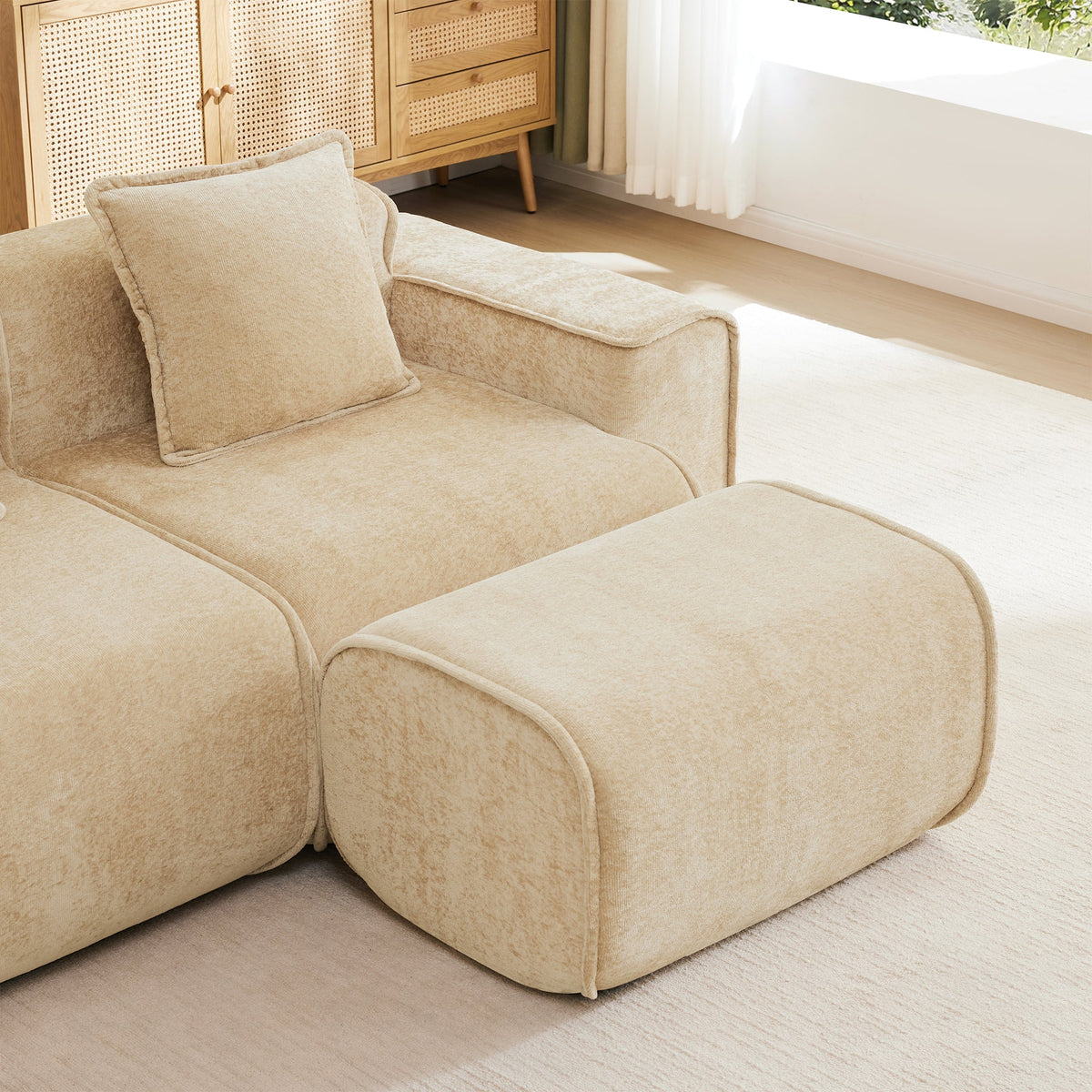 Armless Sofa Velvet-Light Camel, photo 3 of 9