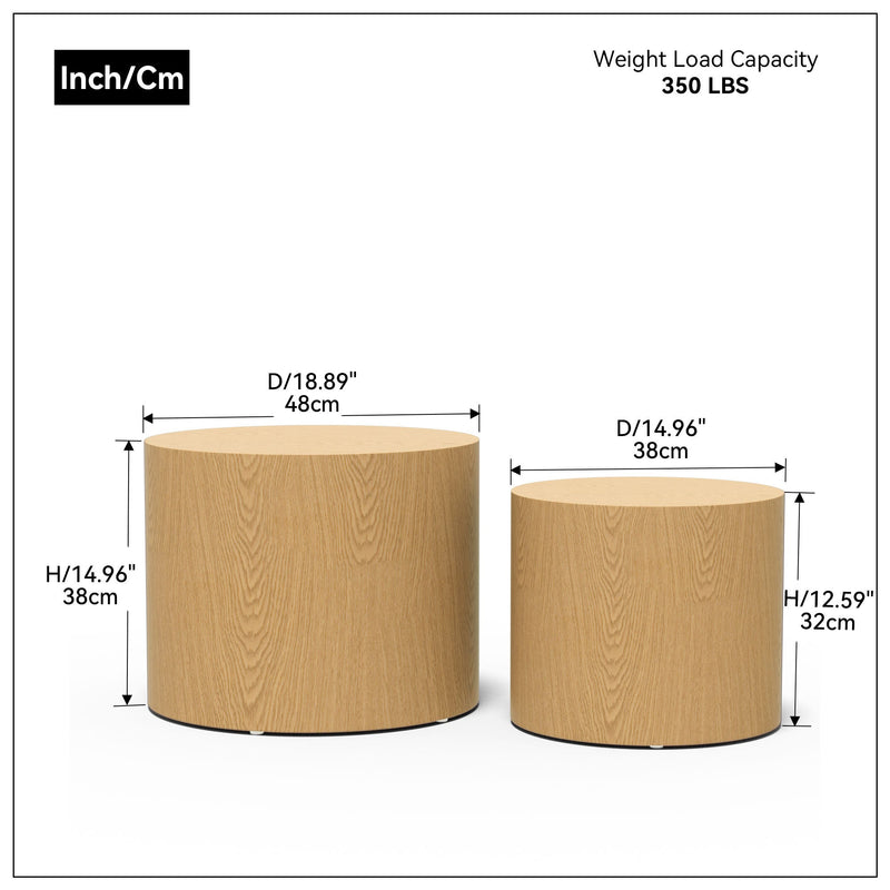 Walker Edison | Oak Veneer Nesting Side Table Set