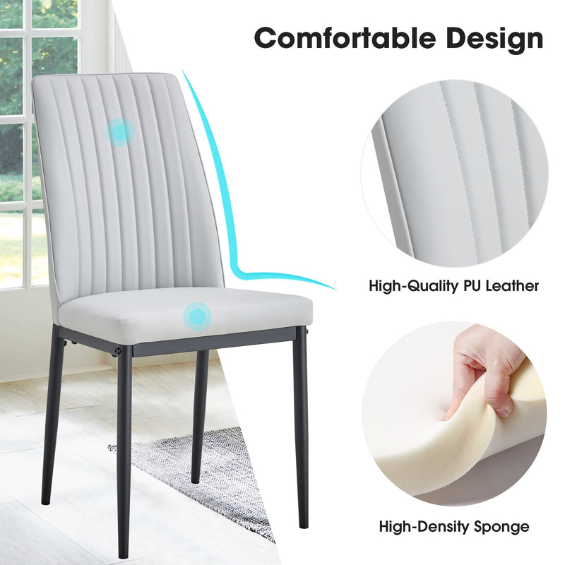 5-piece Dining Table Chairs Set, Rectangular Dining Room Table Set for 4, Modern Dining Table and faux leather Chairs for Kitchen Dining Room, Small Space, GRAY