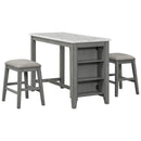 5-piece Counter Height Dining Table Set with Built-in Storage Shelves,Grey(OLD SKU W504S00143)