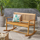 Outdoor Rocking Loveseat with Acacia Wood Frame - Natural