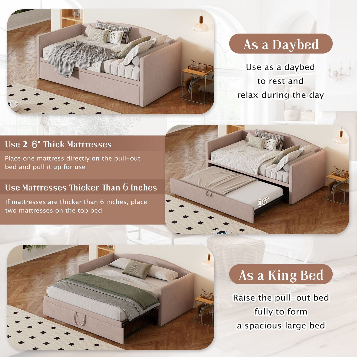 Daybed With Pop Up Trundle, Upholstered Sofa Bed, photo 20 of 21