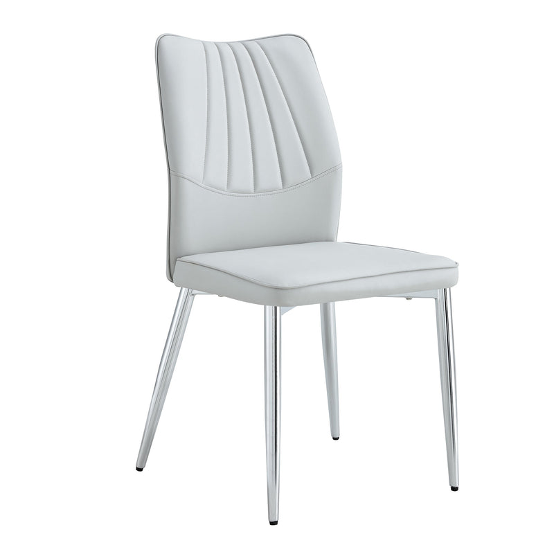 6 light gray dining chairs. Modern chairs from the Middle Ages. Made of PU material cushion and silver metal legs. Suitable for restaurants and living rooms