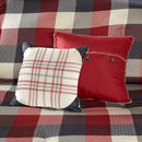 7 Piece Herringbone Comforter Set Red King