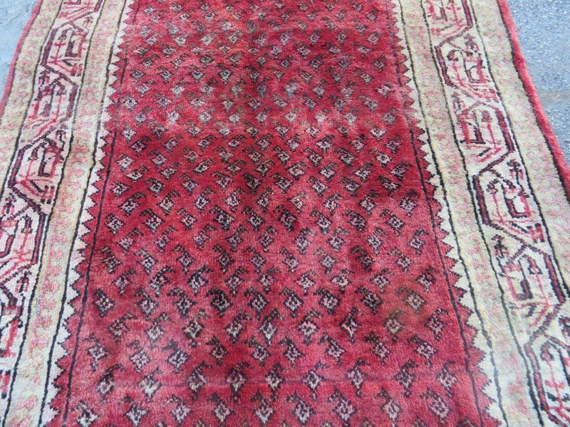 3'7"X 10' Antique Handmade India Oriental Paisley Wool Runner Rug Vegy