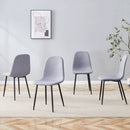 Luxury Simple Chair Linen Cotton High Resilience Dining Chair With Black Metal Legs (Set of 4) - Light Gray by Unique Piece Furniture